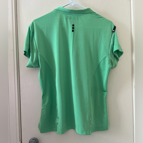 Vintage 2 in 1 Jamie Sadock Rockabilly Mint Green Shirt w/ Biker Zipper & Studs - Picture 9 of 12